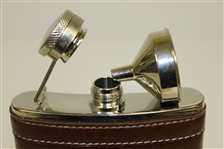 East Lake Golf Club Logo Brown Leather Stainless Steel Flask with Funnel - 6oz