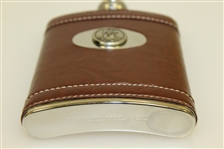 East Lake Golf Club Logo Brown Leather Stainless Steel Flask with Funnel - 6oz