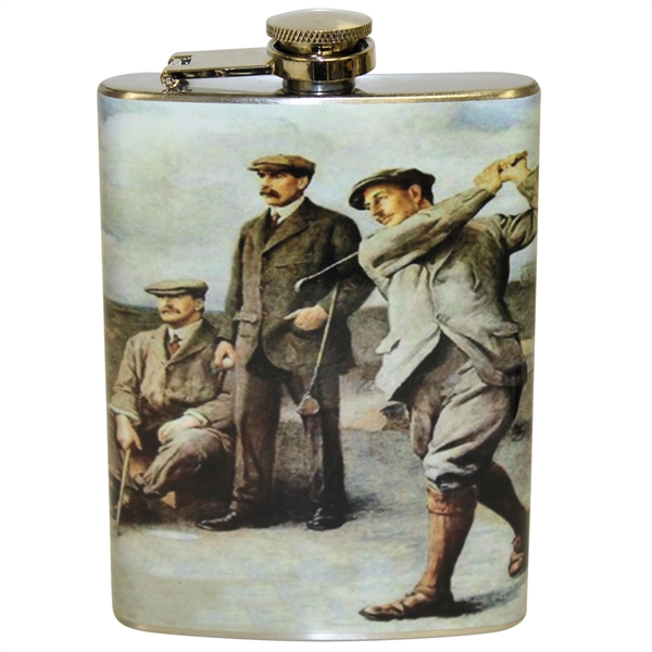 Classic The Great Triumvirate Themed Stainless Steel Hip Flask - 8oz