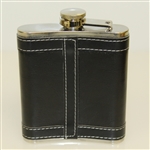 Barlow Leather Stainless Steel Vintage Golf Themed Pocket Flask - 7oz