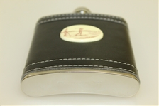 Barlow Leather Stainless Steel Vintage Golf Themed Pocket Flask - 7oz