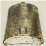 Circa 1920 Evans Nickel Silver Golf Flask - 7 Tall