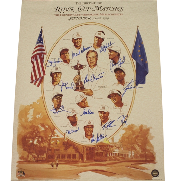 1999 Ryder Cup Team Issued Official Poster - Signed by Team - FULL JSA #Z93555