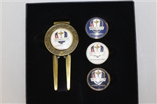 Ryder Cup Divot Repair Tool w/ Magnetic Ball Marker - Four Interchangeable Ball Markers