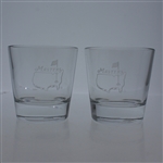 Masters Double Old Fashioned Glass w/ Frosted Etching Of The Masters Logo On Front