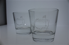 Masters Double Old Fashioned Glass w/ Frosted Etching Of The Masters Logo On Front