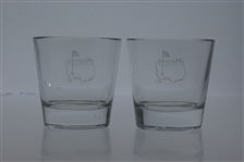 Masters Double Old Fashioned Glass w/ Frosted Etching Of The Masters Logo On Front