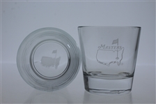 Masters Double Old Fashioned Glass w/ Frosted Etching Of The Masters Logo On Front