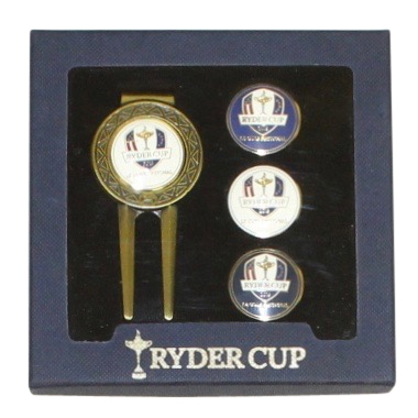 Ryder Cup Divot Repair Tool w/ Magnetic Ball Marker - Four Interchangeable Ball Markers