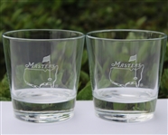 Masters Double Old Fashioned Glass w/ Frosted Etching Of The Masters Logo On Front