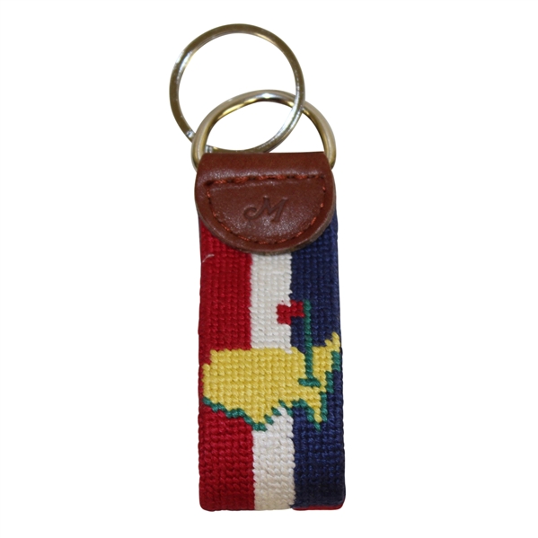 Masters Logo Keychain - Red, White, & Blue Stripes Background