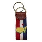 Masters Logo Keychain - Red, White, & Blue Stripes Background