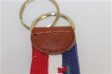 Masters Logo Keychain - Red, White, & Blue Stripes Background