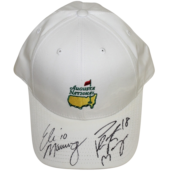 Peyton & Eli Manning Dual Signed Augusta National White Member Hat JSA ALOA