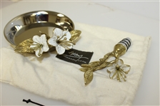Masters Michael Aram Flowering Peach Charcuterie Plate w/ Matching Wine Cork