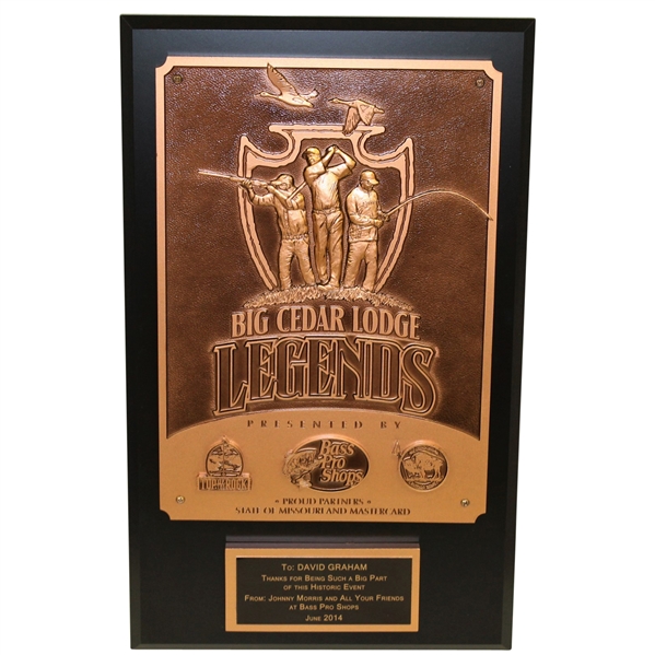 Big Cedar Legends Appreciation Plaque Given To David Graham with Original Box & Sleeve