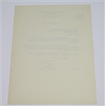 Bobby Jones Signed February 6, 1951 Letter to Coca-Cola Bottling Co. JSA ALOA
