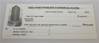Ben Hogan's Real Estate Note and Fort Worth National Bank Check