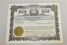Ben Hogan's 1970 Filteron International, INC. Stock Certificate