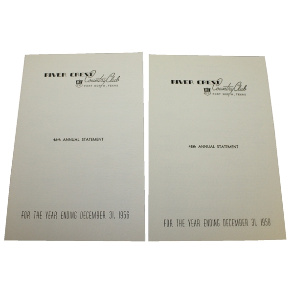 Ben Hogan Member, His Two River Crest Country Club Annual Statements - 1956 & 1958