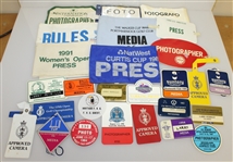 Assorted Press and Photographer Tickets, Badges, and Armbands - 50 Items Incl Masters, US Open, PGA Champ, and More