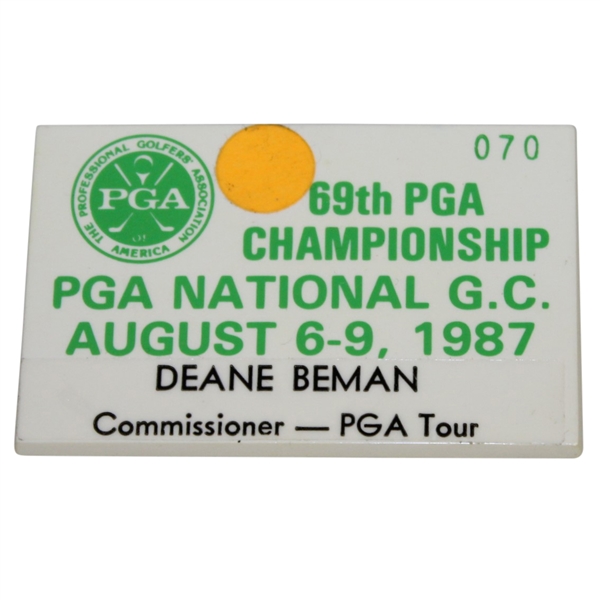 Deane Bemans 1987 PGA Championship at PGA National PGA Commissioner Badge #70
