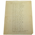1940 Masters Tournament Sunday 4th Round Pairings Sheet