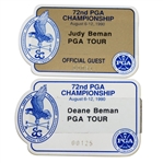 Deane and Judy Bemans 1990 PGA Championship at Shoal Creek Badges