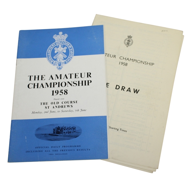 1958 British Amateur at The Old Course St. Andrews Program with Daily Draw Sheets