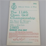 Sandy Lyle Signed 1985 OPEN Championship Program with Pairing Sheet JSA ALOA