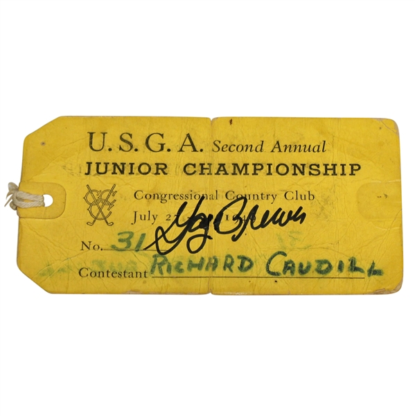 Gay Brewer Signed 1949 USGA 2nd Annual Junior Championship Contestant Ticket JSA ALOA