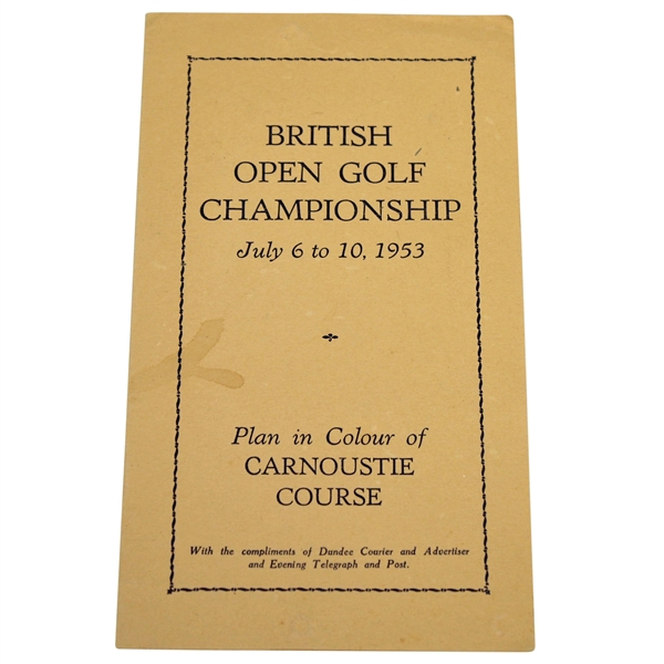 1953 British Open Golf Championship Plan in Colour of Carnoustie Course Pamphlet