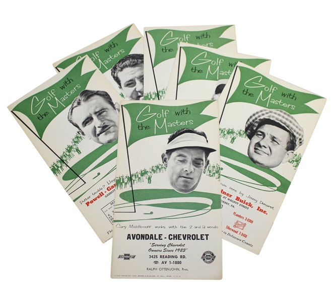 Six Golf with the Masters Brochures - Demaret, Middlecoff, Mangrum, & others