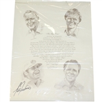 Lee Trevino Signed 1992 "The Big Four" Poem with Jack Sneiderman Drawings Poster JSA ALOA