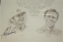 Lee Trevino Signed 1992 The Big Four Poem with Jack Sneiderman Drawings Poster JSA ALOA