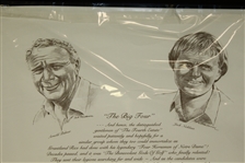 Lee Trevino Signed 1992 The Big Four Poem with Jack Sneiderman Drawings Poster JSA ALOA