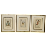 Set of Three F.T. Richards Hand-Colored Period Golfers - Glamour Paris 1955 - Framed