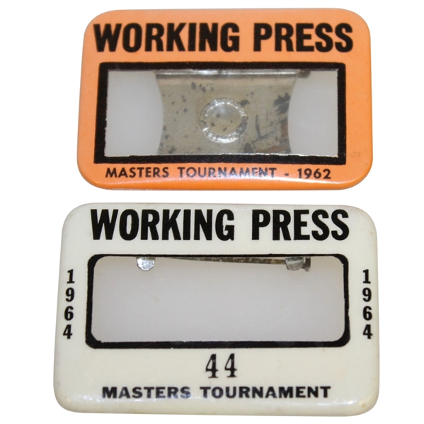 1962 & 1964 Masters Tournament Working Press Badges - Arnold Palmer Winner