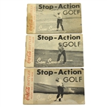 Three Sam Snead Coca-Cola Stop Action Golf Flip Books - Driver, 4-Iron, & Sand Wedge
