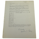 Arthur Lacey (1933 & 1937 Ryder Cupper and 1951 Team Captain) Signed Letter JSA ALOA