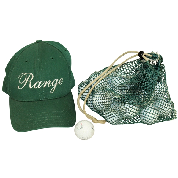 Augusta National Practice Range Titleist Golf Balls (25) & Bag with Green Range Caddy Hat