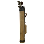 Vintage Wooden Shaft Clubs with 1920s Canvas Golf Bag - 10 Clubs inc. 2 Junior Clubs