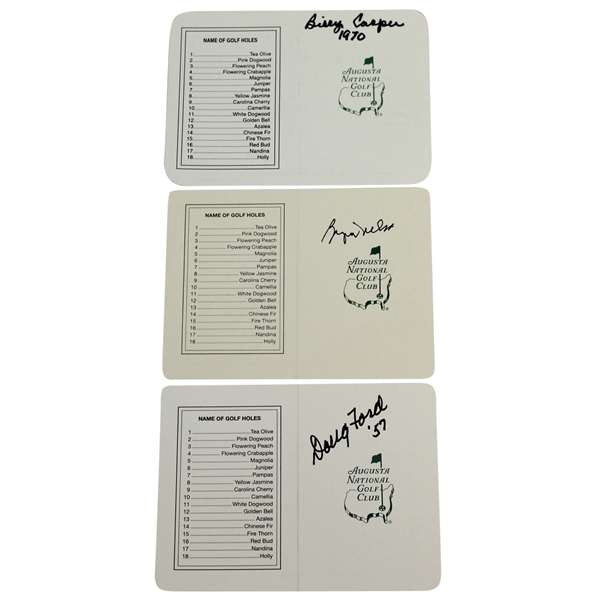 Byron Nelson, Doug Ford, & Billy Casper Signed Augusta National Scorecards JSA ALOA