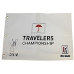 Jordan Spieth Signed 2018 Travelers Championship Embroidered Flag FULL JSA #Z72409