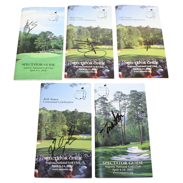 Five Masters Champions Signed Spec Guides - Watson, Couples, Mize, Lyle, & Crenshaw JSA ALOA