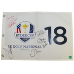 Multi-Signed Team USA Signed 2018 Ryder Cup Le Golf National Flag JSA ALOA