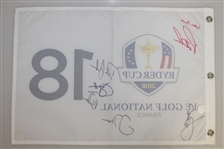Multi-Signed Team USA Signed 2018 Ryder Cup Le Golf National Flag JSA ALOA