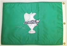 Arnold Palmer Signed 'The Tradition' Green Embroidered Flag in Silver JSA ALOA