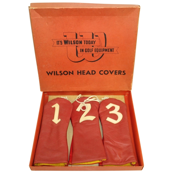 1950s Wilson Red Head Covers #1, 2, & 3 in Original Box - Never Used Condition