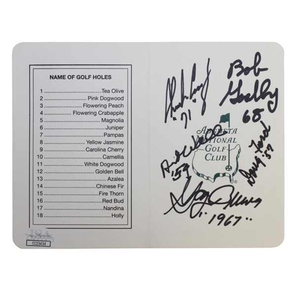 Multi-Signed Augusta National Golf Club Scorecard By Previous Masters Champions - JSA #CC25454